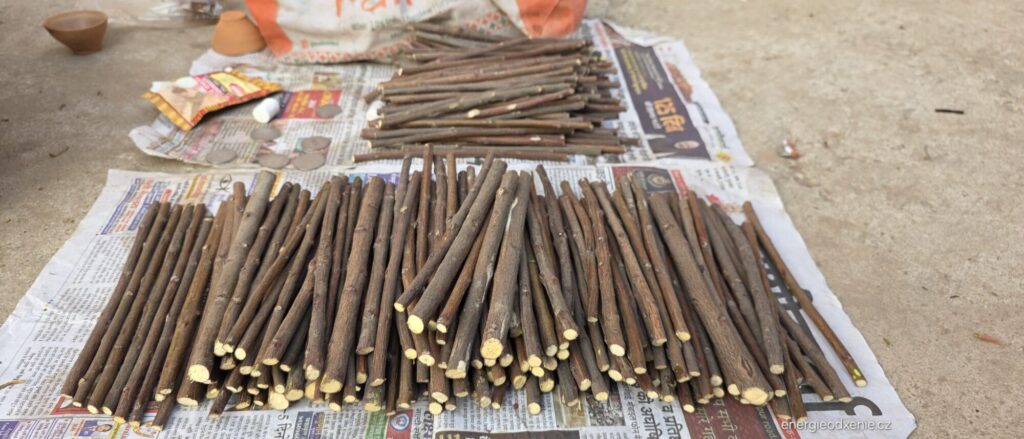 Miswak, Salvadora persica, přírodní zubní kartáček ve&nbsp;Varanasi 